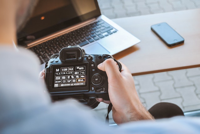 person holding camera